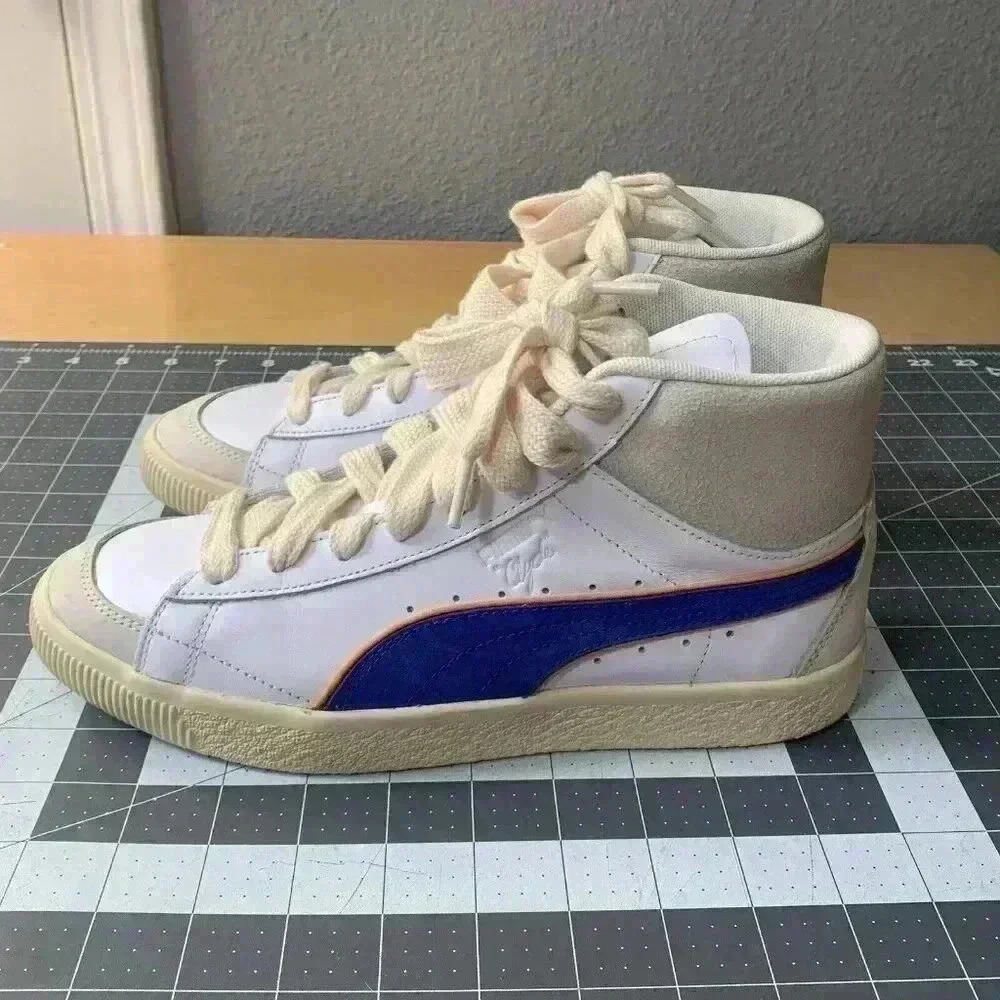Puma Shoes Mens Size 8 Clyde Mid Bball x Rhuigi White Royal Limited 391335-01 - Picture 4 of 11